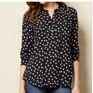 Anthropologie Maeve Navy and White Polka Dot
Quarter Button Popover Blouse small